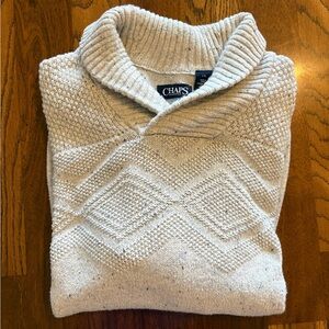 Chaps Men's Cream Textured Shawl-Collar Turtleneck Sweater